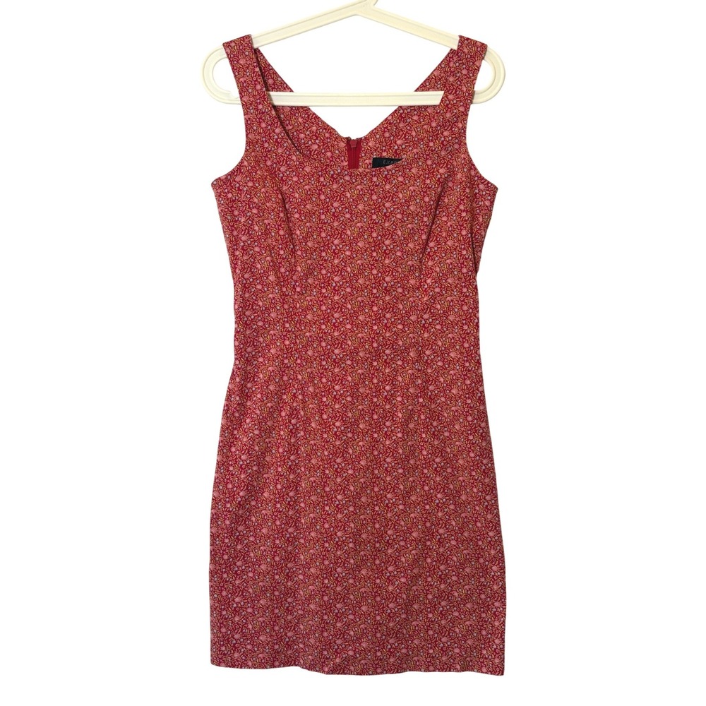 Vintage Express Red Floral Ditsy Print Mini Dress Y2K Sleeveless Stretch 5/6